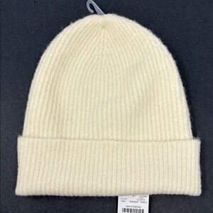 J CREW FACTORY: Ribbed Beanie Cap/Hat; Color: Ivory; NEW. One Size.